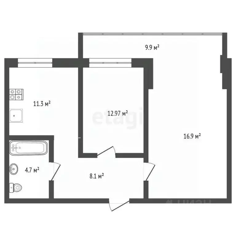 2-к кв. Тюменская область, Тюмень ул. Обдорская, 1 (63.8 м) - Фото 1