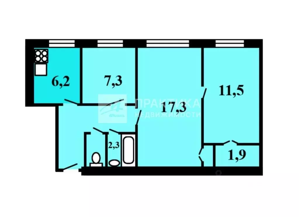 3-к кв. Москва Авиационный пер., 4 (52.3 м) - Фото 2