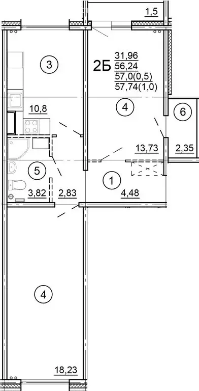 2-комнатная квартира: Тверь, Новочеркасская улица, 49 (58.22 м) - Фото 1