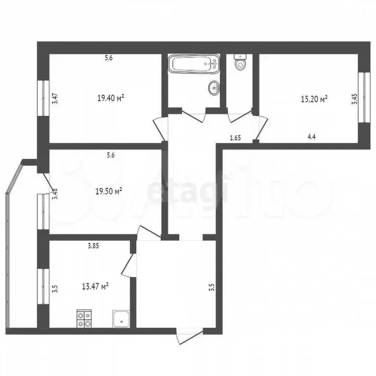 3-к. квартира, 92 м, 2/9 эт. - Фото 0