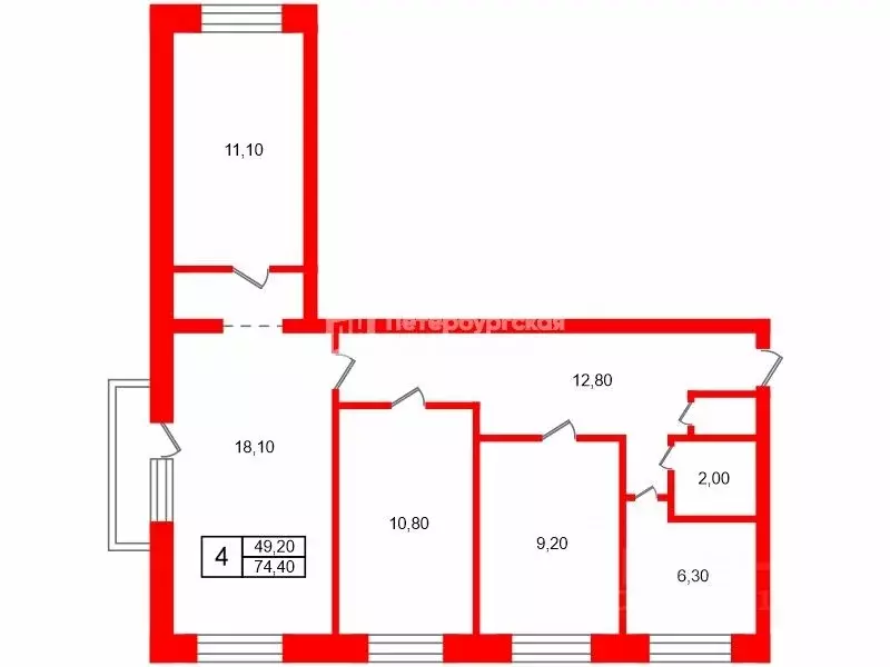 4-к кв. Ленинградская область, Ломоносовский район, Русско-Высоцкое ... - Фото 2