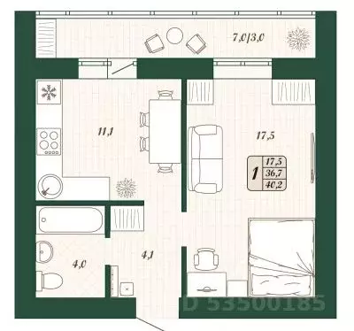 1-к кв. Самарская область, Волжский район, Смышляевка городское ... - Фото 1