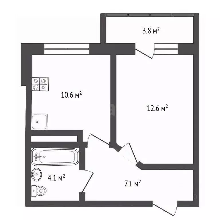 1-к кв. Тюменская область, Тюмень ул. Тимофея Чаркова, 81 (34.2 м) - Фото 2