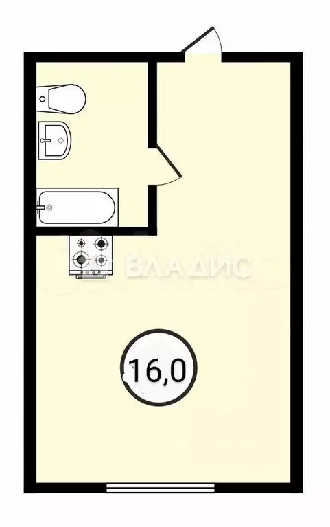 Комната 16 м в 2-к., 1/5 эт. - Фото 0