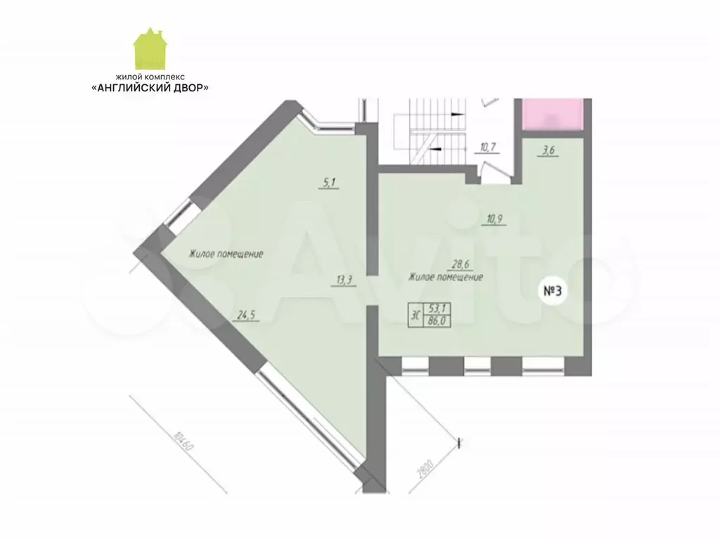 3-к. квартира, 86 м, 2/4 эт. - Фото 0
