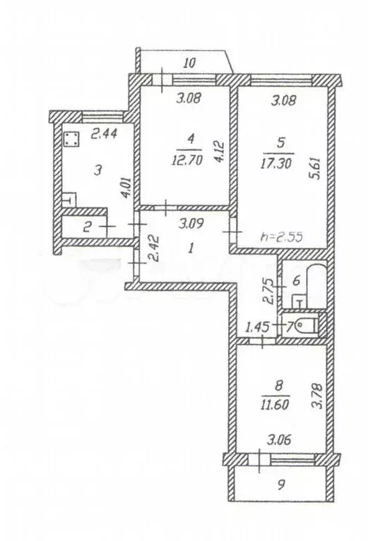 3-к. квартира, 70 м, 8/9 эт. - Фото 0