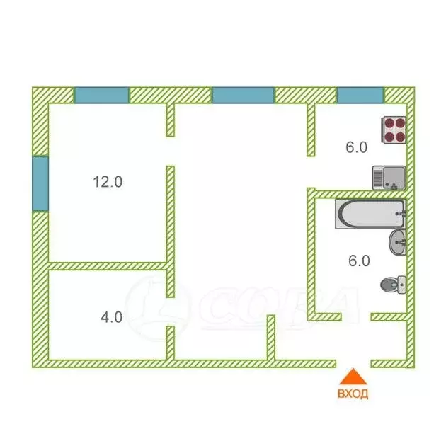 2-комнатная квартира: Московский, улица Бурлаки, 9 (42.1 м) - Фото 1