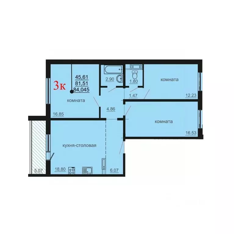 3-к кв. Челябинская область, Челябинский городской округ, пос. ... - Фото 1