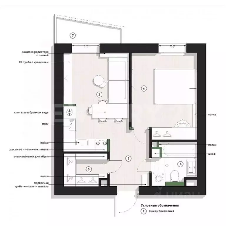 1-к кв. Санкт-Петербург ул. Дыбенко, 8к1 (42.0 м) - Фото 2