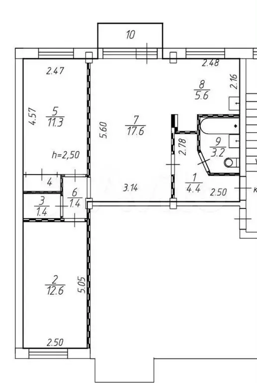 3-к. квартира, 60 м, 3/5 эт. - Фото 0