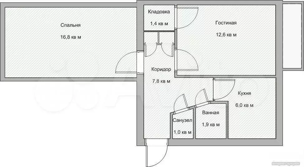 2-к. квартира, 45 м, 5/5 эт. - Фото 0