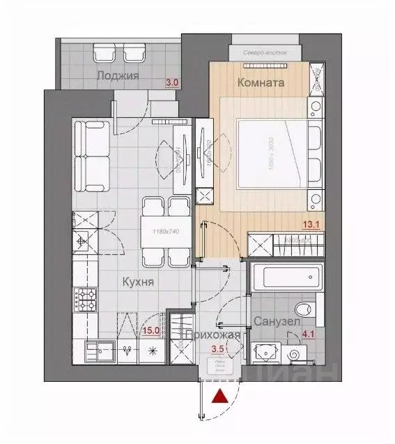 1-к кв. Новгородская область, Великий Новгород Псковская ул., 66 (35.7 ... - Фото 1
