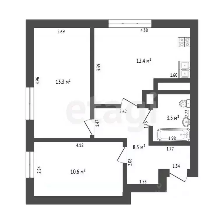 2-к кв. Тюменская область, Тюмень ул. Тальниковая, 5 (48.6 м) - Фото 2