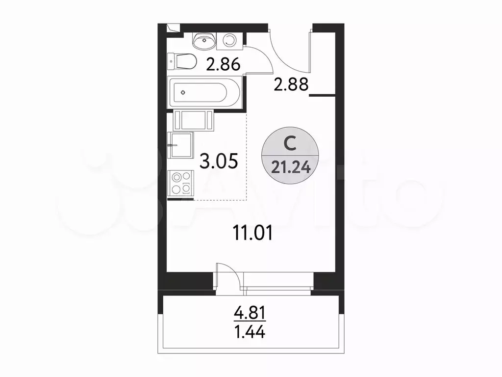 Квартира-студия, 19,8 м, 1/11 эт. - Фото 0