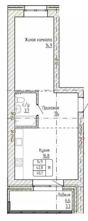 1-к кв. Алтайский край, Новоалтайск ул. Титова, 6 (46.1 м) - Фото 0