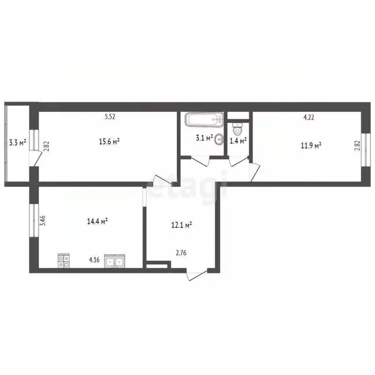 2-к кв. Мордовия, Саранск ул. Тани Бибиной, 1/10 (58.5 м) - Фото 1