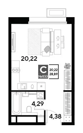 Квартира-студия: Реутов, 3-й микрорайон, ЖК Эво, к1 (28.89 м) - Фото 0