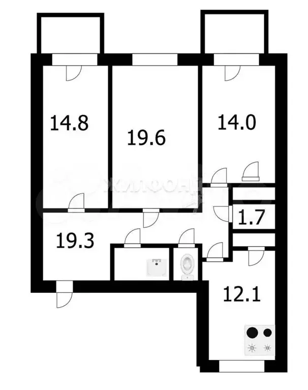 3-к. квартира, 87 м, 3/3 эт. - Фото 0