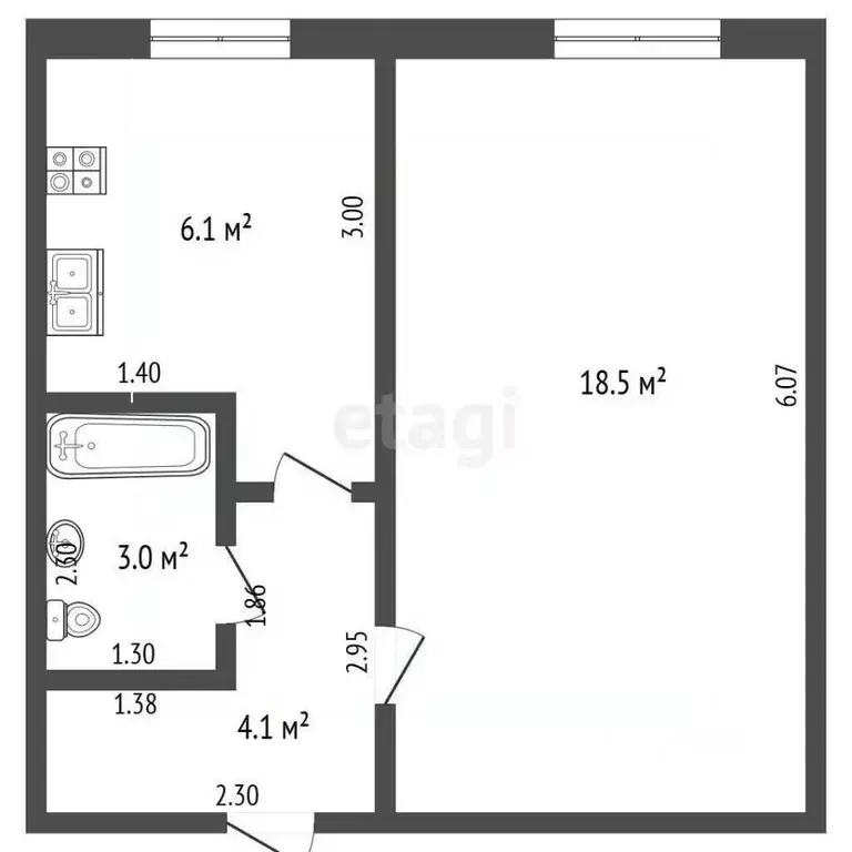 1-к кв. Башкортостан, Стерлитамак просп. Октября, 28 (31.9 м) - Фото 1