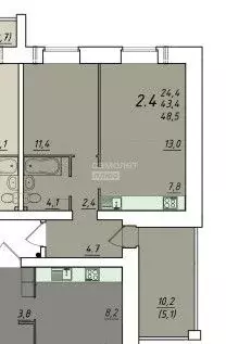 2-к кв. Вологодская область, Вологда ул. Чернышевского, 110Ак2 (48.5 ... - Фото 1