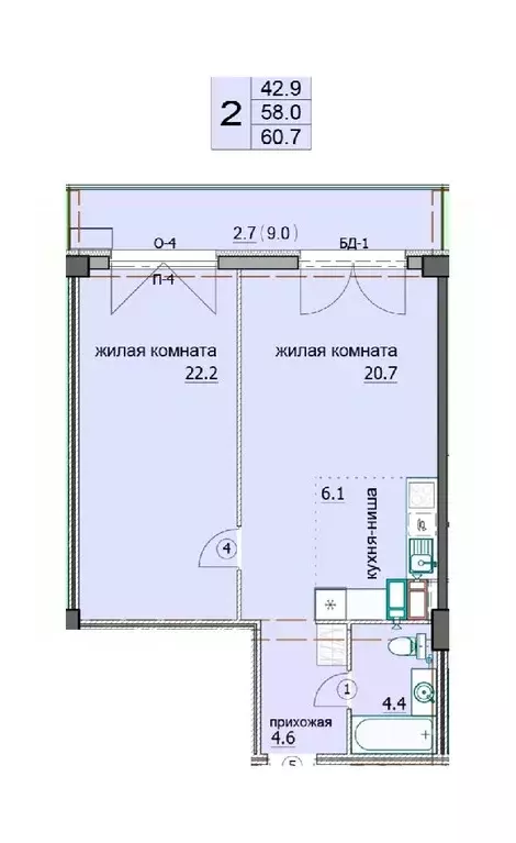 2-к кв. Пензенская область, Пенза Побочинская ул., с14 (61.7 м) - Фото 0