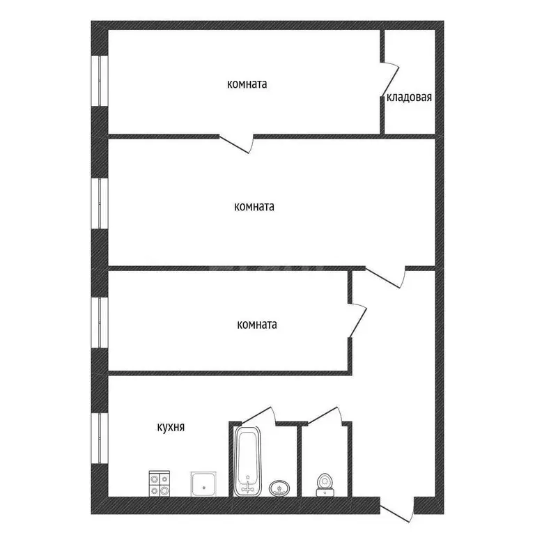 3-комнатная квартира: Кириши, проспект Ленина, 3 (55.2 м) - Фото 0