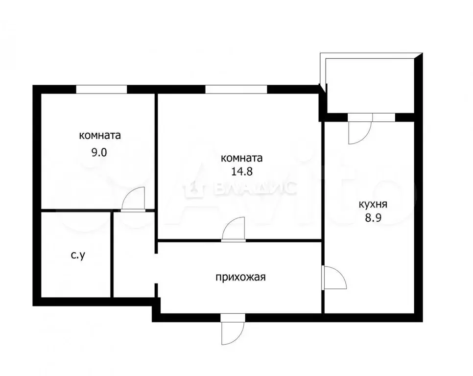 2-к. квартира, 43,4 м, 3/9 эт. - Фото 0