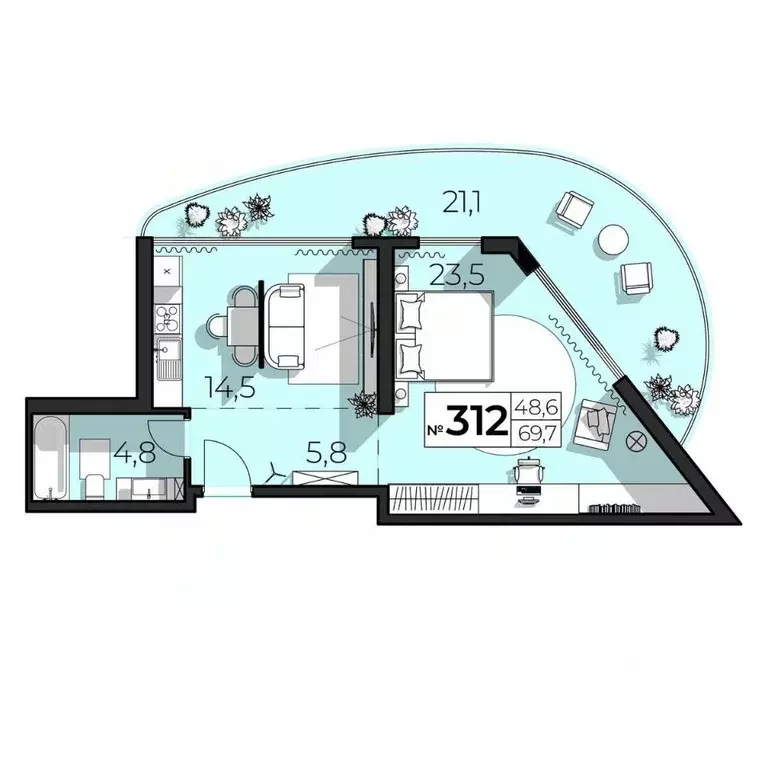 2-к кв. Крым, Ялта ул. Дражинского (69.7 м) - Фото 0