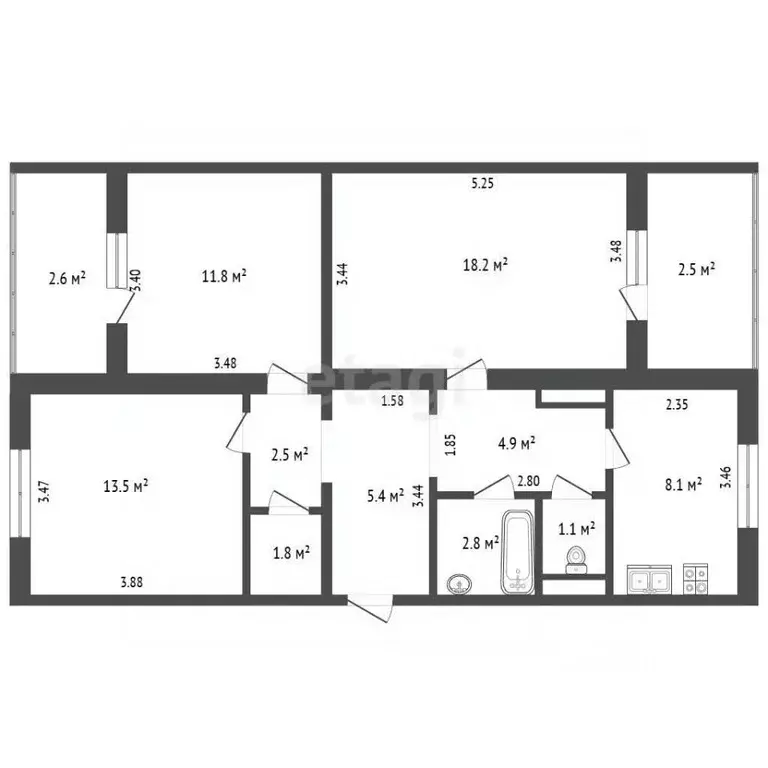 3-к кв. Крым, Феодосия ул. Геологическая, 14А (70.1 м) - Фото 2