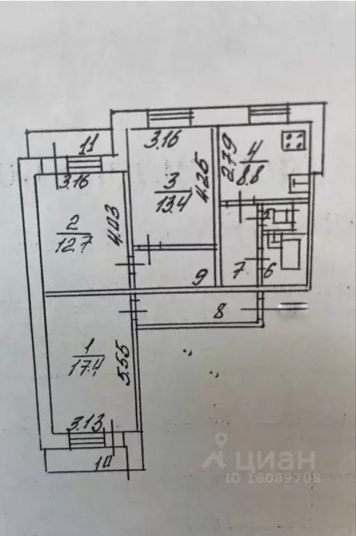 3-к кв. Белгородская область, Белгород ул. Конева, 3 (73.4 м) - Фото 2
