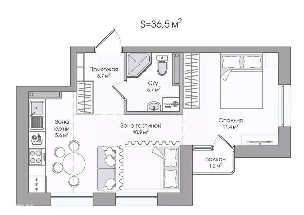 2-к кв. Карелия, Сортавала Советская ул., 5 (36.5 м) - Фото 1