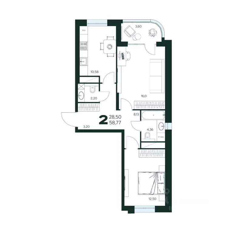 2-к кв. Московская область, Химки Сходня мкр, Первомайская ул., ... - Фото 1