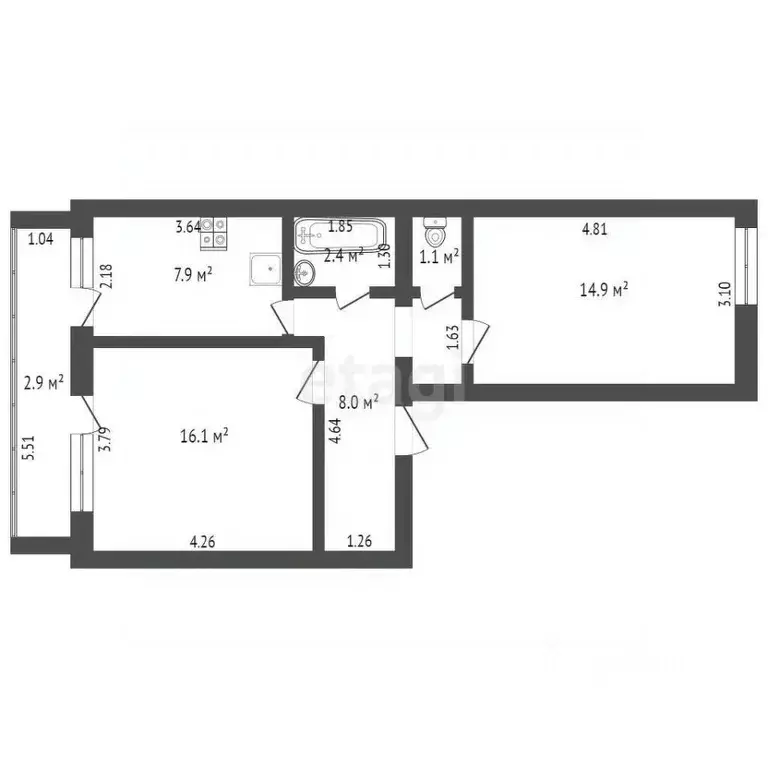 2-к кв. Крым, Черноморское пгт ул. Кооперативная, 51 (53.3 м) - Фото 2
