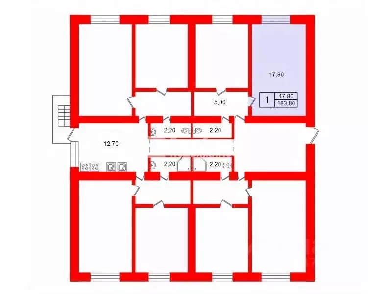 Комната Санкт-Петербург ул. Ушинского, 3К2 (17.8 м) - Фото 1