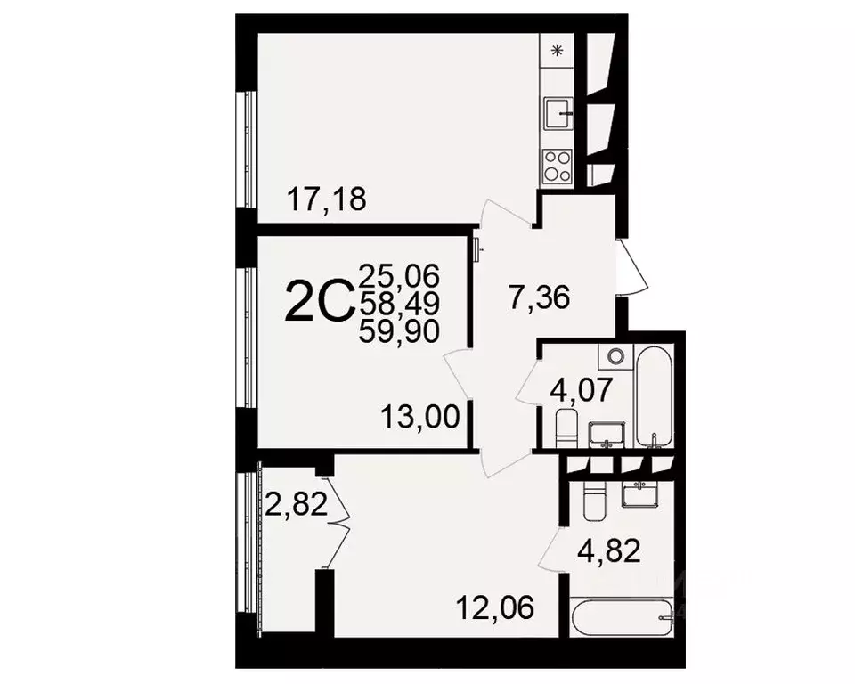 2-к кв. Тульская область, Тула пос. Горелки,  (59.9 м) - Фото 0