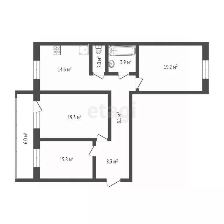 3-к кв. Тюменская область, Тюмень Широтная ул., 136к3 (91.2 м) - Фото 1