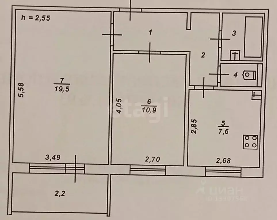 2-к кв. Тверская область, Тверь Петербургское ш., 97 (48.3 м) - Фото 2
