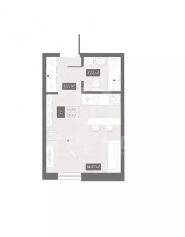 Квартира-студия: Санкт-Петербург, улица Матроса Железняка, 1А (22.2 м) - Фото 1
