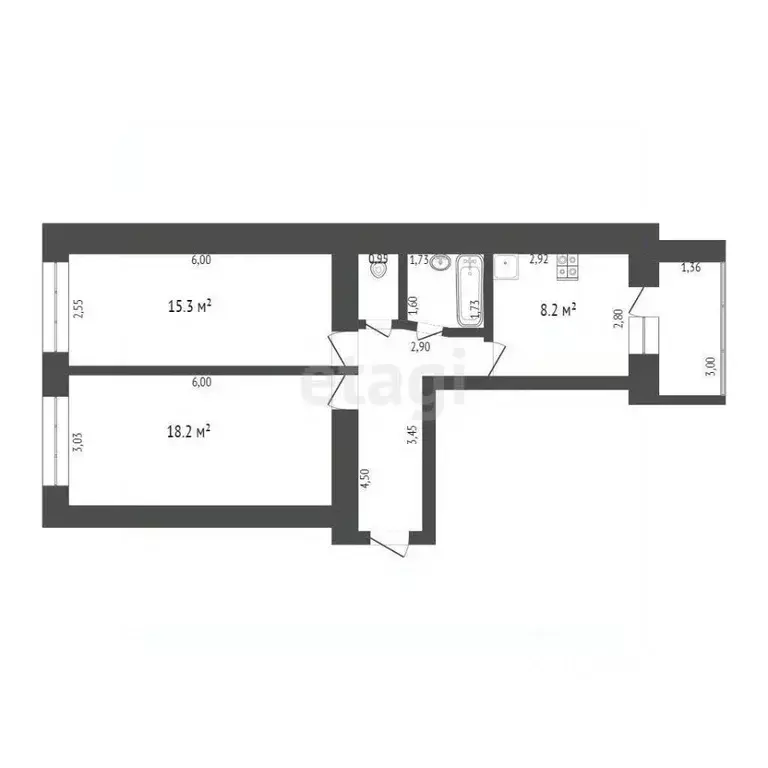 2-к кв. Башкортостан, Стерлитамак Южный мкр, ул. Суханова, 16 (50.1 м) - Фото 1