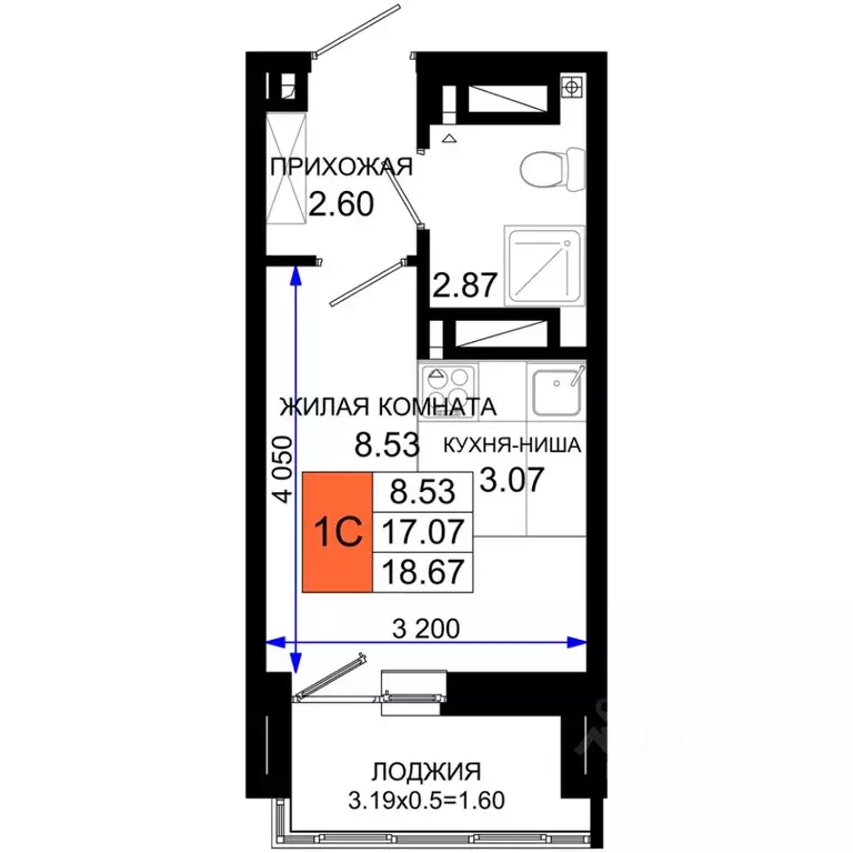 Студия Ростовская область, Ростов-на-Дону Элеваторный пер., 6/3 (18.67 ... - Фото 0