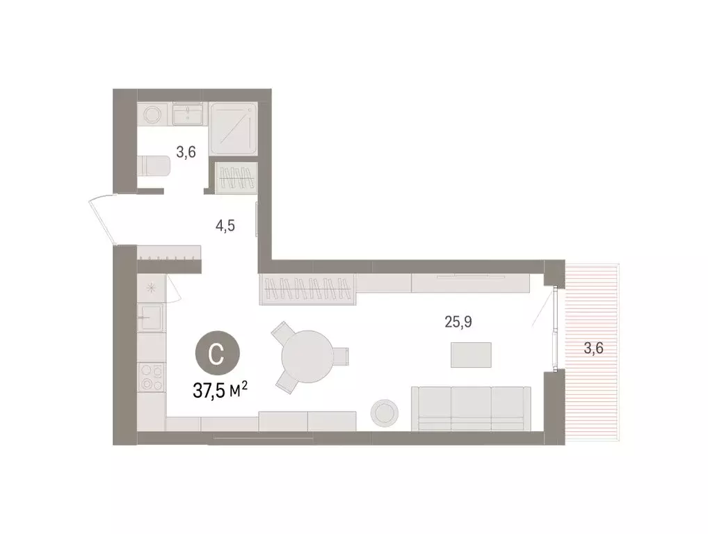 Квартира-студия: Челябинская область, Сосновский муниципальный округ, ... - Фото 2