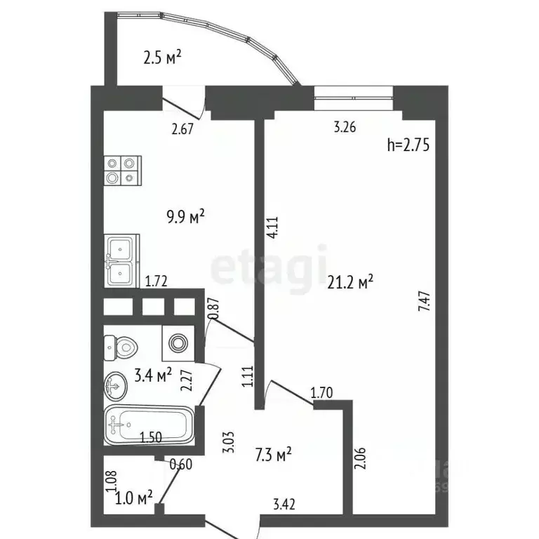 1-к кв. Московская область, Балашиха Ольгино мкр, ул. Граничная, 38 ... - Фото 2