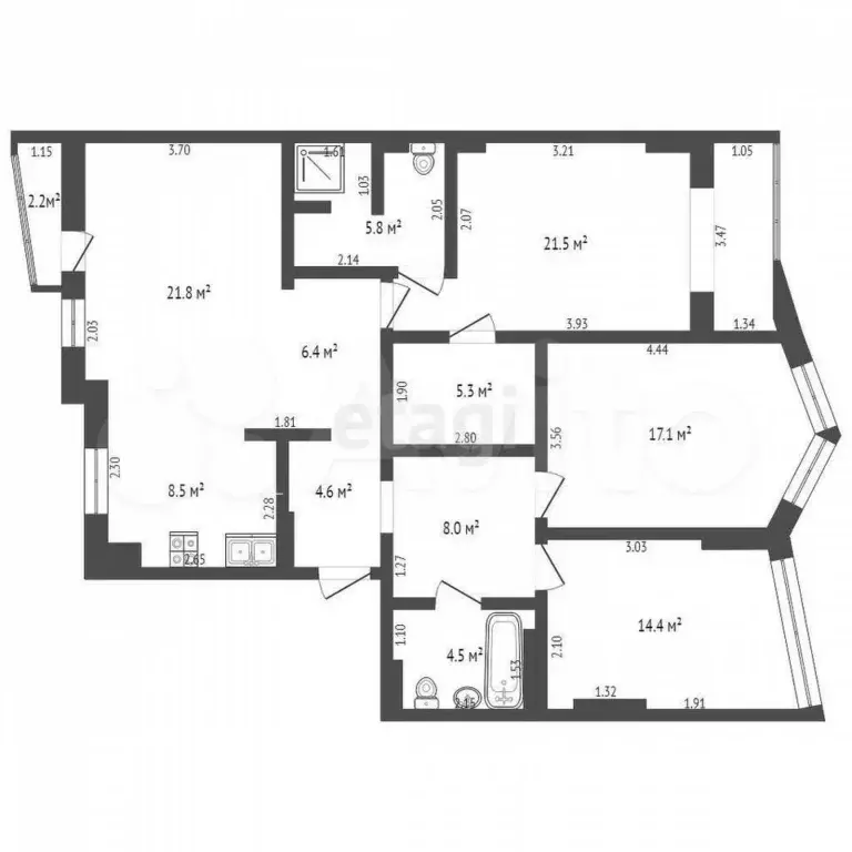 3-к. квартира, 118 м, 1/9 эт. - Фото 0