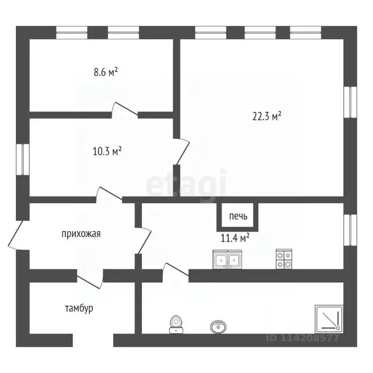 Дом в Воронежская область, Грибановский пгт ул. Народная, 31 (60 м) - Фото 1