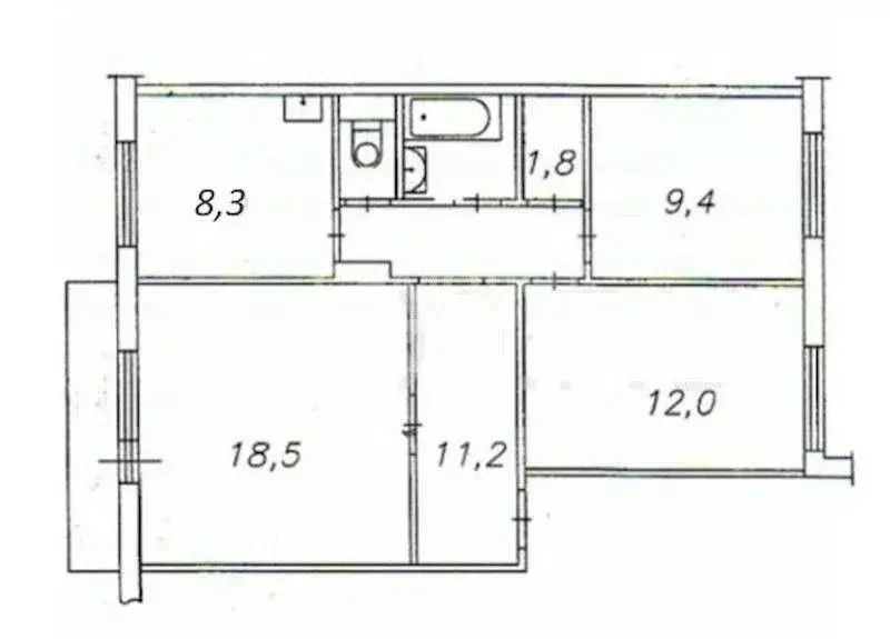 3-к кв. Томская область, Северск Ленинградская ул., 12 (63.8 м) - Фото 2