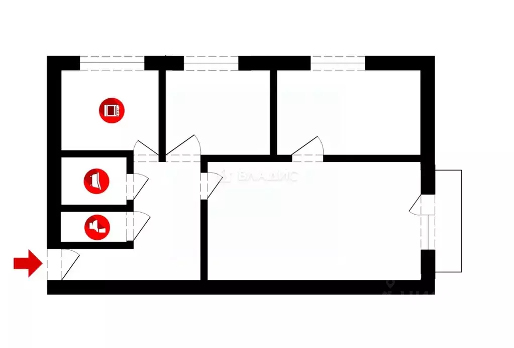 3-к кв. Владимирская область, Владимир Северная ул., 32 (50.7 м) - Фото 2