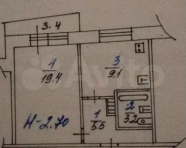 1-к. квартира, 38,5 м, 9/9 эт. - Фото 0