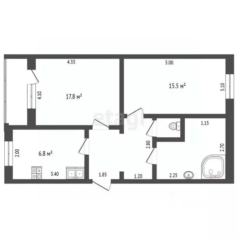 2-к кв. Севастополь ул. Вакуленчука, 14 (56.0 м) - Фото 2