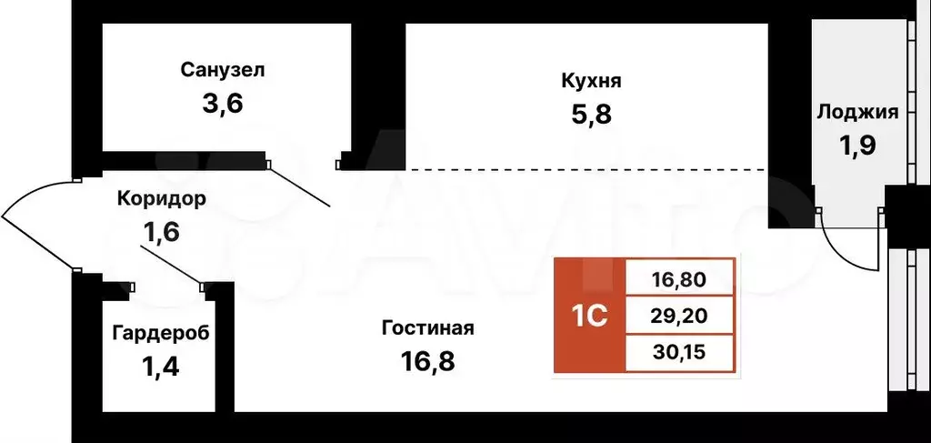 Квартира-студия, 30,2 м, 13/25 эт. - Фото 0