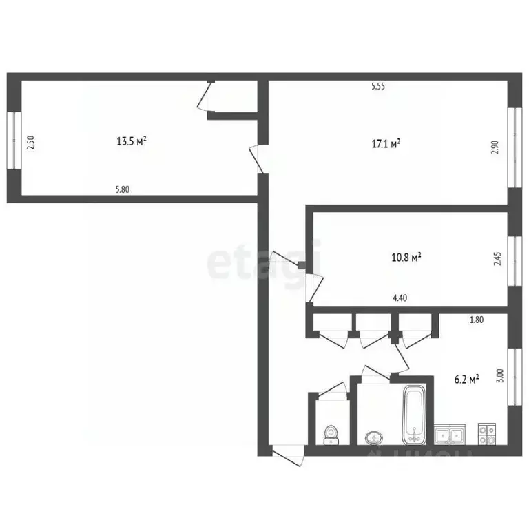 3-к кв. Московская область, Сергиево-Посадский городской округ, с. ... - Фото 2